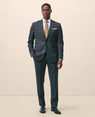 Brooks Brothers Classic-fit Stretch Wool Blend Windowpane Suit Pants In Gray