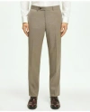 Brooks Brothers Classic Fit Stretch Wool Mini-houndstooth 1818 Dress Trousers In Khaki