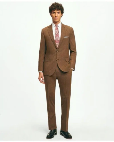 Brooks Brothers Classic Fit Stretch Wool Pinstripe 1818 Suit In Brown