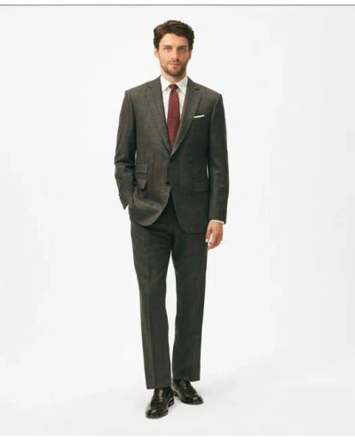 Brooks Brothers Classic Fit Wool Cashmere Checked 1818 Suit In Brown