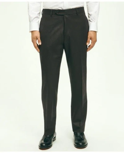 Brooks Brothers Classic Fit Wool Flannel Dress Pants In Dark Brown