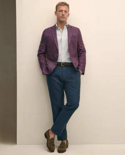 Brooks Brothers Classic Fit Wool-linen-silk Overcheck 1818 Sport Coat In Purple