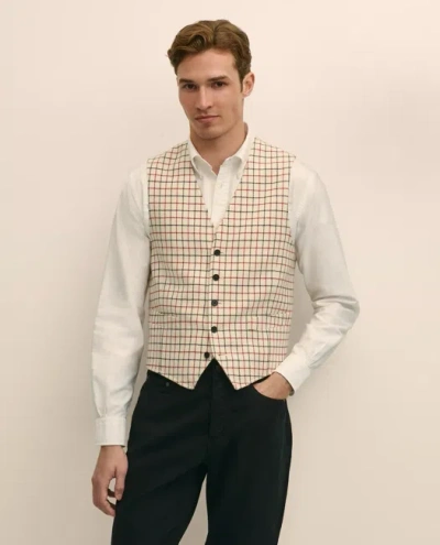 Brooks Brothers Classic Fit Wool Tattersall Suit Vest In Animal Print