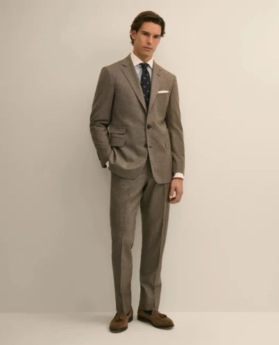 Brooks Brothers Classic Fit Wool Windowpane 1818 Suit In Beige