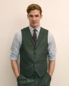 Brooks Brothers Classic Fit Wool Windowpane Suit Vest In Green