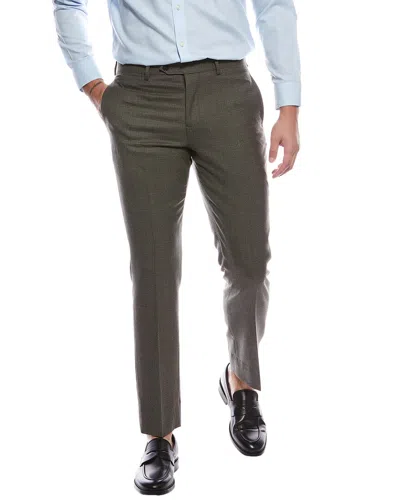 Brooks Brothers Classic Flat Front Wool Trouser In Green