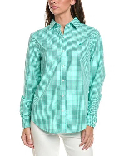 Brooks Brothers Classic Gingham Blouse In Green