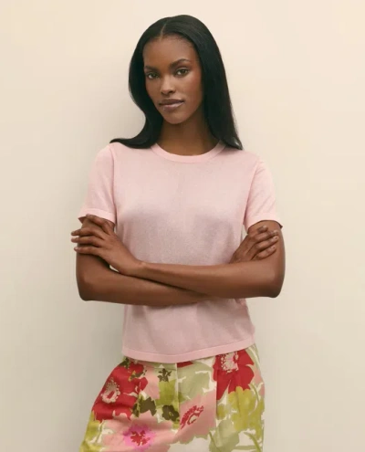 Brooks Brothers Classic Short-sleeve Jersey Crewneck Sweater In Pink