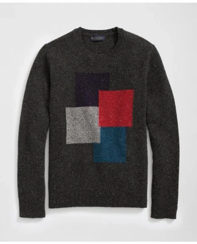 Brooks Brothers Colorblock Sweater In Merino Wool In Grey