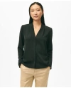 Brooks Brothers Concealed-placket Blouse In Crepe In Black