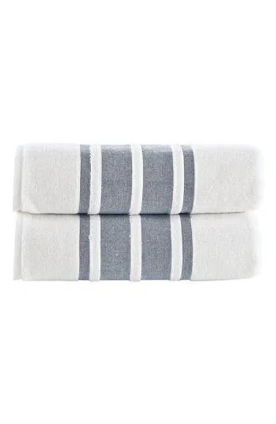 Brooks Brothers Contrast Boarder 2-piece Towel Set In Gray