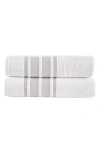 Brooks Brothers Contrast Boarder 2-piece Towel Set In Metallic