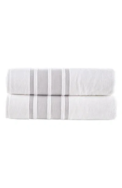 Brooks Brothers Contrast Boarder 2-piece Towel Set In Taupe