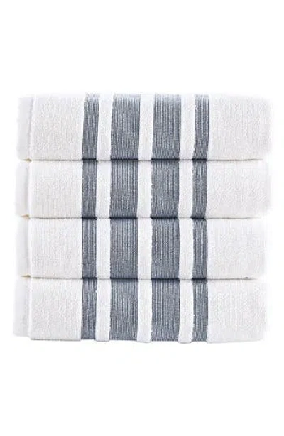 Brooks Brothers Contrast Boarder 2-piece Towel Set In White/ Navy