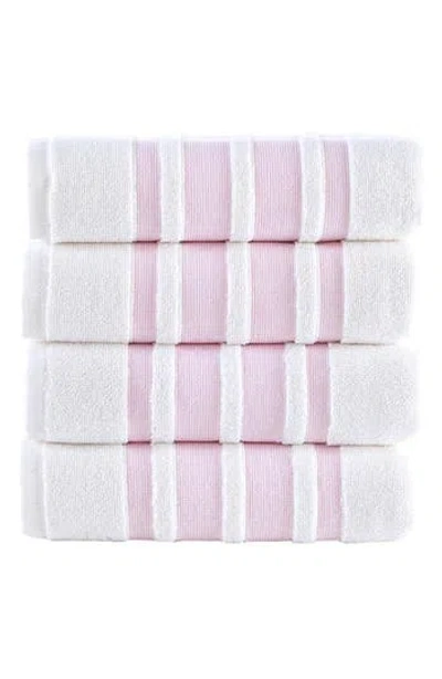 Brooks Brothers Contrast Boarder 2-piece Towel Set In White/ Pink