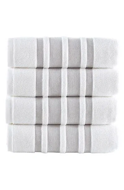 Brooks Brothers Contrast Boarder 2-piece Towel Set In White/ Taupe