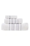 Brooks Brothers Contrast Boarder 3-piece Towel Set In Silver