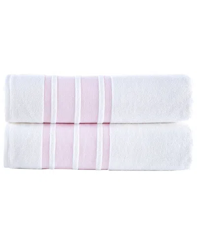 Brooks Brothers Contrast Border 2pc Bath Sheets In Pink