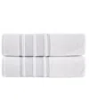 Brooks Brothers Contrast Border 2pc Bath Sheets In Silver