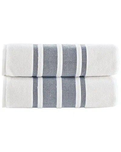 Brooks Brothers Contrast Border 2pc Bath Towels In Navy