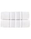 Brooks Brothers Contrast Border 2pc Bath Towels In Silver