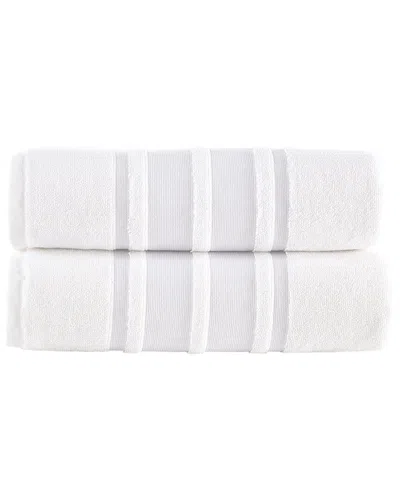 Brooks Brothers Contrast Border 2pc Bath Towels In White