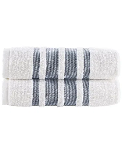 Brooks Brothers Contrast Border 2pc Hand Towels In Navy