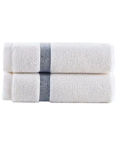 Brooks Brothers Contrast Border 2pc Wash Towels In Blue