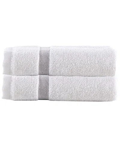 Brooks Brothers Contrast Border 2pc Wash Towels In Gray