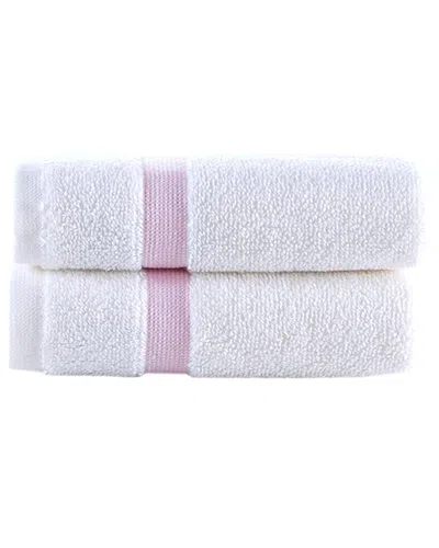 Brooks Brothers Contrast Border 2pc Wash Towels In Pink
