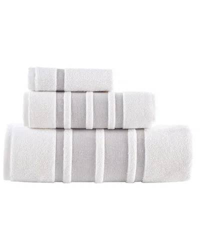 Brooks Brothers Contrast Border 3pc Towel Set In Taupe