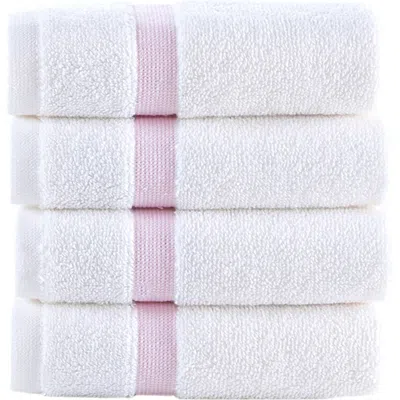 Brooks Brothers Contrast Border 4-piece Towel Set In Pink