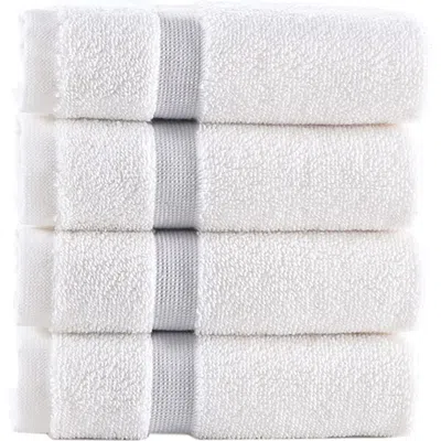 Brooks Brothers Contrast Border 4-piece Towel Set In White