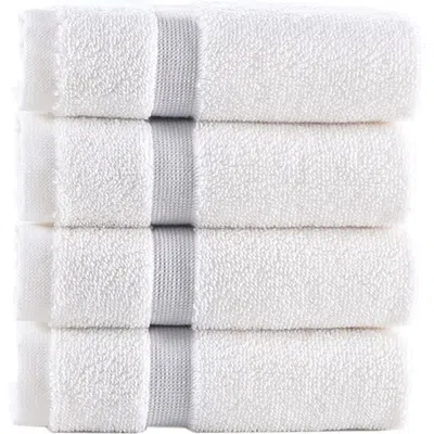 Brooks Brothers Contrast Border 4-piece Towel Set In Silver