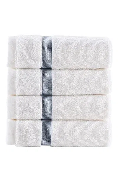 Brooks Brothers Contrast Border 4-piece Towel Set In White/navy