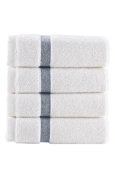 Brooks Brothers Contrast Border 4-piece Towel Set In Gray