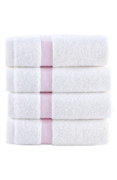 Brooks Brothers Contrast Border 4-piece Towel Set In White/pink
