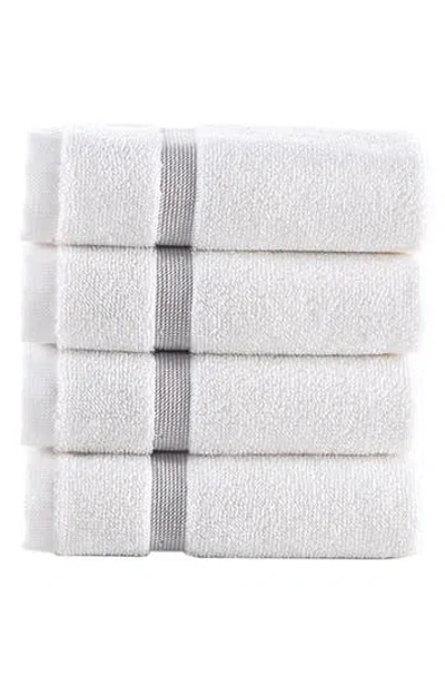 Brooks Brothers Contrast Border 4-piece Towel Set In White/taupe