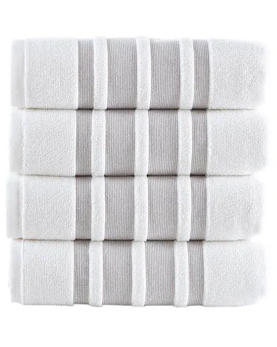Brooks Brothers Contrast Border 4pc Hand Towels In Taupe