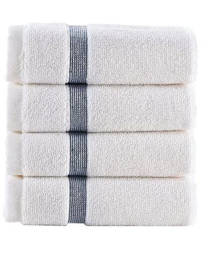 Brooks Brothers Contrast Border 4pc Wash Towels In Blue