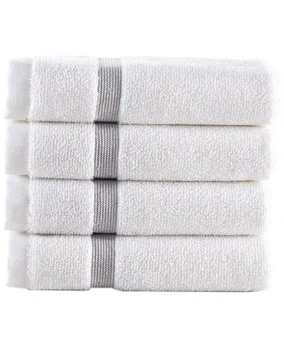 Brooks Brothers Contrast Border 4pc Wash Towels In Gray