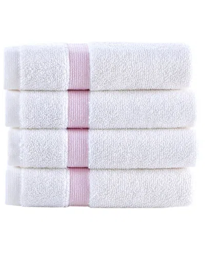 Brooks Brothers Contrast Border 4pc Wash Towels In White