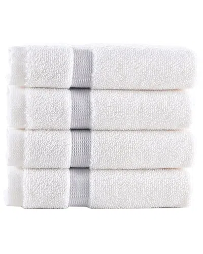 Brooks Brothers Contrast Border 4pc Wash Towels In White