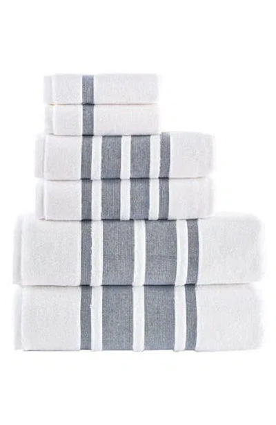 Brooks Brothers Contrast Border 6-piece Towel Set In Blue