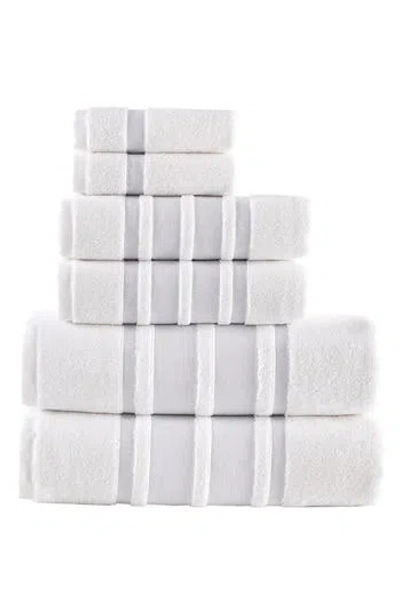 Brooks Brothers Contrast Border 6-piece Towel Set In Silver