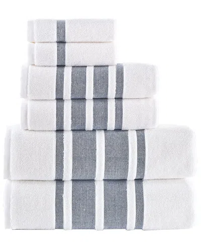 Brooks Brothers Contrast Border 6pc Towel Set In White
