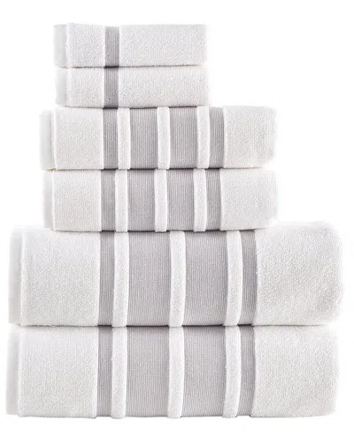Brooks Brothers Contrast Border 6pc Towel Set In Gray
