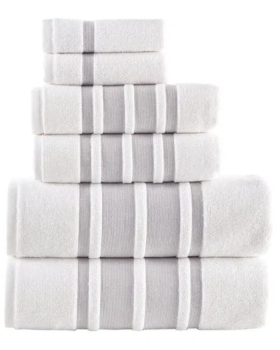 Brooks Brothers Contrast Border 6pc Towel Set In Taupe