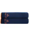 Brooks Brothers Contrast Frame 2 Piece Turkish Cotton Bath Sheet Set In Navy