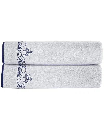 Brooks Brothers Contrast Frame 2pc Bath Sheets In Silver